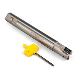 OSCARBIDE Nickel Plated Indexable End Mill,1''Straight Shank,1"Cutting Diameter,7-7/8''Overall Length,90 Degree(25mmx25mmx200mm),AP16,2 Flutes with 2 Pieces APKT1604 Carbide Inserts