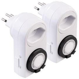 revolt Power Timers: Set of 2 Mechanical 24-Hour Timer for Socket Type J, up to 2,300 Watt (Simple Timer Plug)