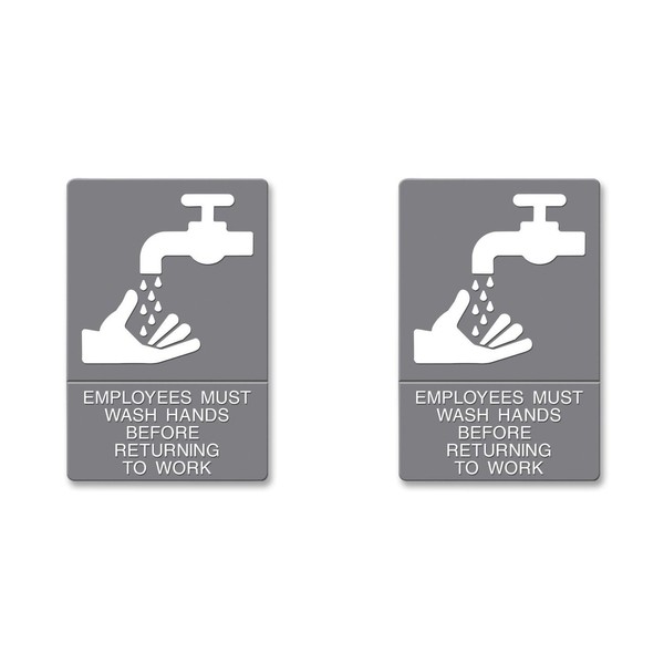 Quartet ADA Hygiene Sign, "Employees Must Wash Hands..." Tactile Symbol/Braille,