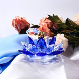 Blue Crystal Perfume Bottles Empty Lotus Flower Figurines Gifts for Women