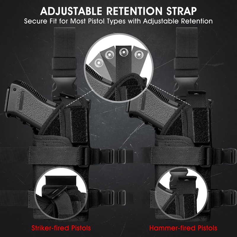 Drop Leg Holster, Tactical Thigh Holster Compatible with Optic/Light/Laser