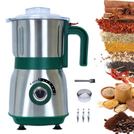 Versatile Kitchen Grinder | 500W Electric Mill | Grinds Spices, Nuts, Grains, Coffee | 3 Stainless Steel Blades | Dry Use (Green)