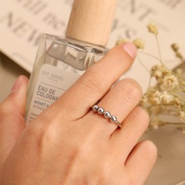 JEWTOP Rings for Women, Anxiety Rings, Gold Open Spinner Thin Ring, Gold-Plated Finger Ring, Stackable Adjustable Rings with Pearl Print, Metal