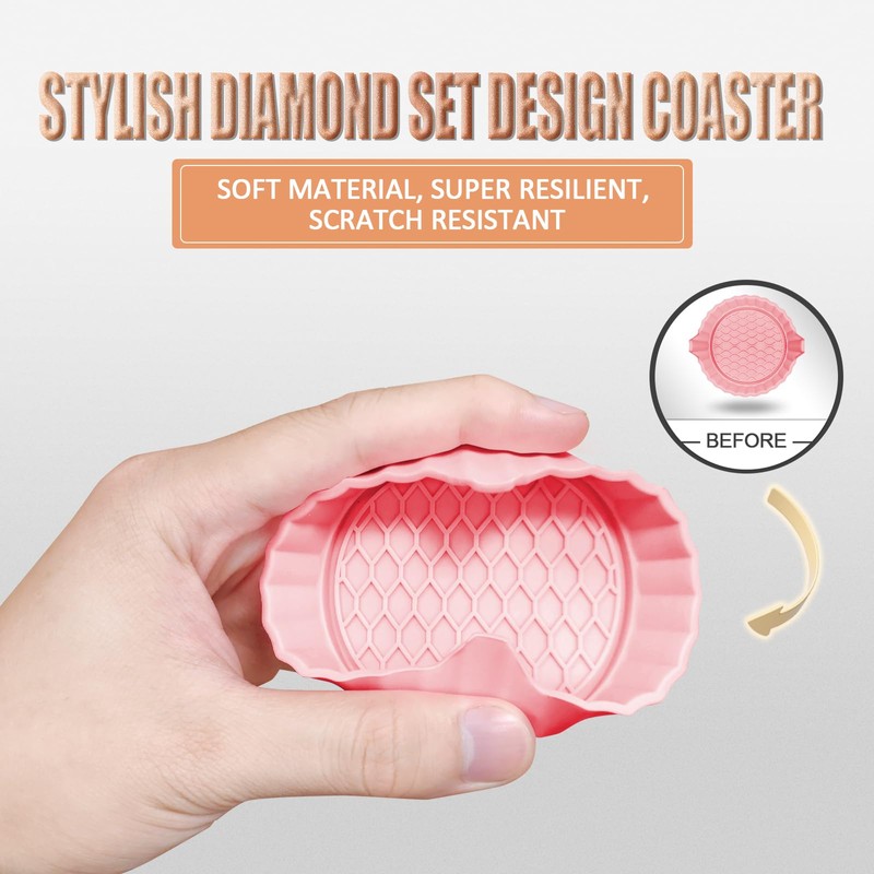JINGSEN Car Cup Holder Coaster,Non-Slip Car Cup Holder Coasters,Universal Car
