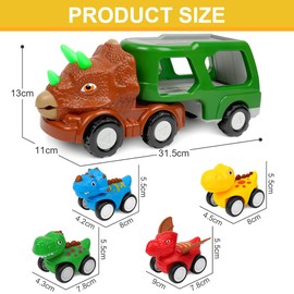 HOTUT Dinosaur Truck Toy for Kids 3-5 Years Old, 5 in 1 Dinosaurs Truck Toys for Boys, Dinosaur Toys for Boys Girls, Kids Toys Transport Carrier Truck, Best Gift for Baby Kids & Toddler Toys