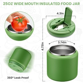 Itslife Soup Thermo for Hot Food Kids 25.5oz Lunch Containers with Buckle Lid Wide Mouth Hot Food Jar Vacuum Insulated Stainless Steel Bento Box Leakproof with Spoon(Green)