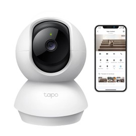TP-Link Tapo C210 WiFi IP Camera (Lens Pan and Tilt, 3MP Resolution, 2-Way Audio, Night Vision up to 9 m, up to 256 GB Local Storage on SIM Card) White