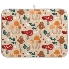 Tatenale Dish Drying Mat for Kitchen Counter Kitchen Drying Mat Dish Rack Mat Dish Drainer Pad Microfiber Absorbent Washable Drying Pad for Countertop 18 x 24 in Mushroom