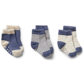 Wilson & Frenchy Organic 3 Pack Baby Socks - Rain Drop, 3 - 6 Months
