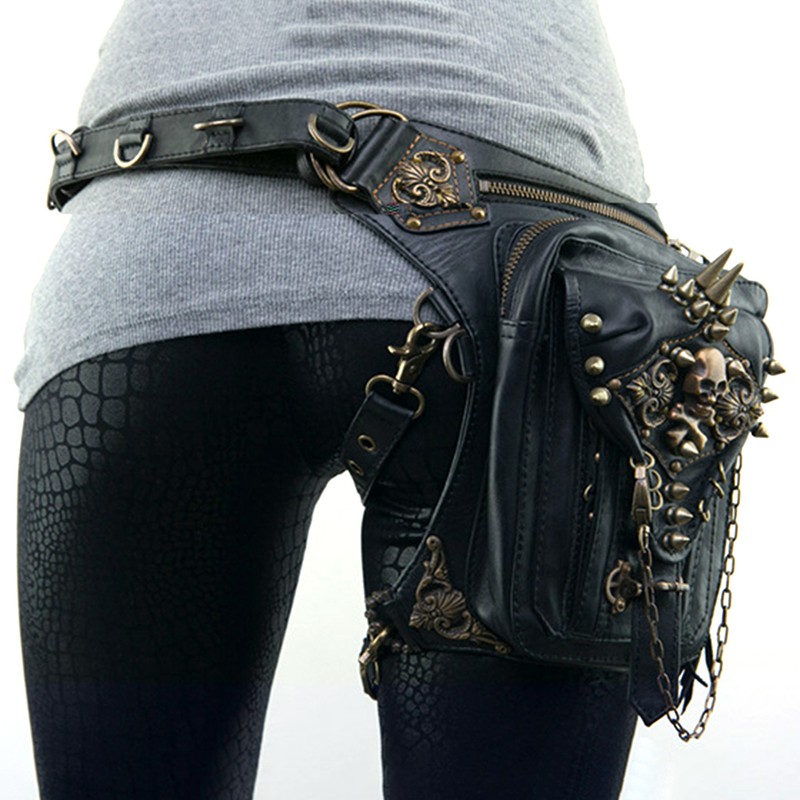 Women Motorcycle Bag PU Leather Steampunk Retro Shoulder Crossbody Bag