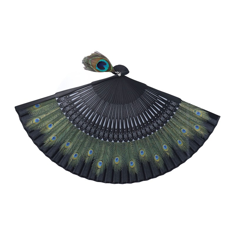Abanicos Españoles Abanico Grandes Abanico Verde,Folding Fan Black Bones Beautiful