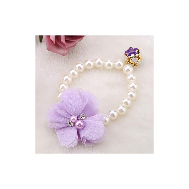 Collar de con Flor de Perlas con Campana, Collar Elástico