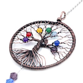 Tiardey Hanging Crystals Rainbow Wind Chime Pendant - Life Tree Crystal Pendant Rainbow for Window, Garden, Home Decoration - Black