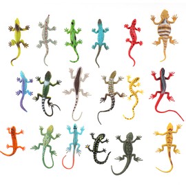Thinp 18pcs Lizard Figurine,Fake Lizard Colorful Plastic Lizard Toy Reptile Lizard Animal Toys 18 Styles Lizards Diorama Toy Realistic Lizard Toy Artificial Lizards Model Reptile Toy Kids Gift