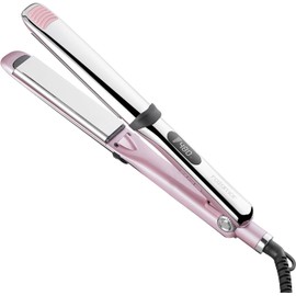 Professional Titanium Flat Iron with 1 1/4 Inch Floating Plates, Hair Straightener and Curler 2 in 1 with 10 Adjustable Temp Up to 480 ℉, Negative Ion & Dual Voltage Fast Heating Hair Tools