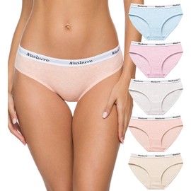 Wealurre Womens Underwear Cotton Bikini Breathable Sport Low Rise Panty for Women Multipack(6001M,Light)