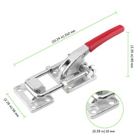 TAICHEUT 1PCS Total Length 10.2 Inches Adjustable Toggle Clamp Latch, 7716Lb Holding Capacity, Heavy Duty U Bolt Tire Carrier Latch for Machine, Door, Window, Industrial Equipment