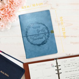 GoShambar Prayer Journal for Woman, Leather Bible Journal, Devotional Journal for Women and Men, Bible Study Journal for Christians, Bible Notebooks for Note Taking (Blue)