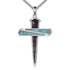 URONE Cross Necklace 925 Sterling Silver Nails Cross Pendant Necklace Cross Jewellery Gifts for Women Men, No Gemstone