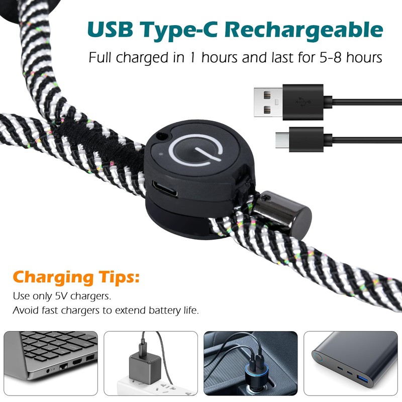 PetBonus 5 FT LED Dog Leash, Rechargeable Light Up Rope