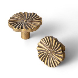 Goo-Ki 6 Pack Zinc Alloy Drawer Knobs-Antique Brass Cabinet Knobs with Flower Design