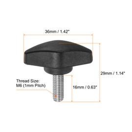 HARFINGTON 10pcs Tee Wing Knobs Thumb Screws M6 x 16mm Standard Male Thread Plastic T Knobs Handles Hand Clamping Knobs Grip Thumbscrew, Black