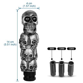 Blueshyhall Skull Car Gear Knob, Stacked Skull Universal Skull Gear Lever Car Cover, Car Skull Gear Stick Shifter Knob Tuning Adapter, Car Gear Knob Accessories Decoration