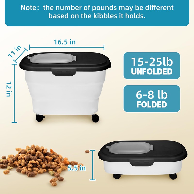 YECERCAN Dog Food Container, Collapsible Pet Food Storage Container 17-20