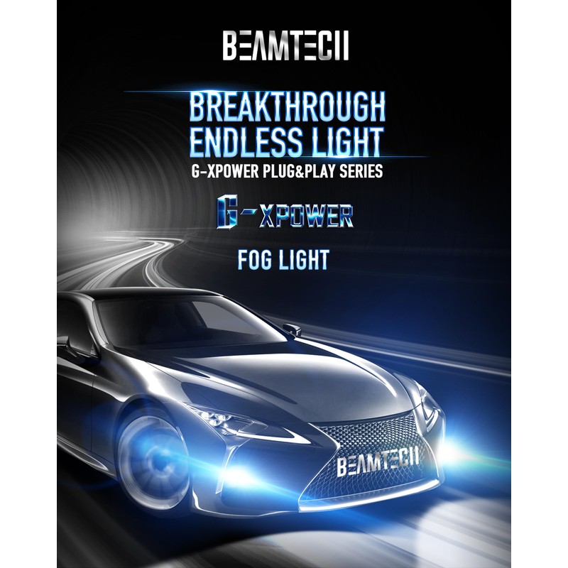 BEAMTECH 9006 Fog Light Bulbs,6500K 20000LM Plug Play Pack of