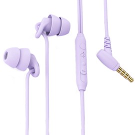 Sleep Earbuds, Comfortable Soft Lightweight Wired Earbuds for Small ear Canal, Noise Cancelling In-Ear Sleep Earphones with Mic Volume Control for Insomnia Snoring Meditation (3.5MM Purple)