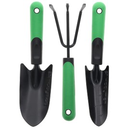 Hooyman Garden Tool Set Including Cultivator, Transplanter, and Trowel with Heavy Duty Steel Construction, No-Slip H-Grip Handles, and Blade Measurement Markings for Gardening, Weeding, and Outdoors