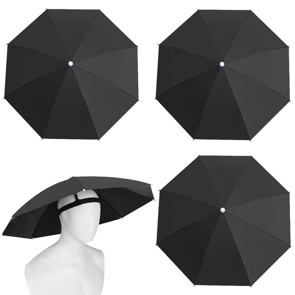 MUFEKUM 4 Pack Umbrella Hats, 27" Hands-Free Head Umbrealla Hats