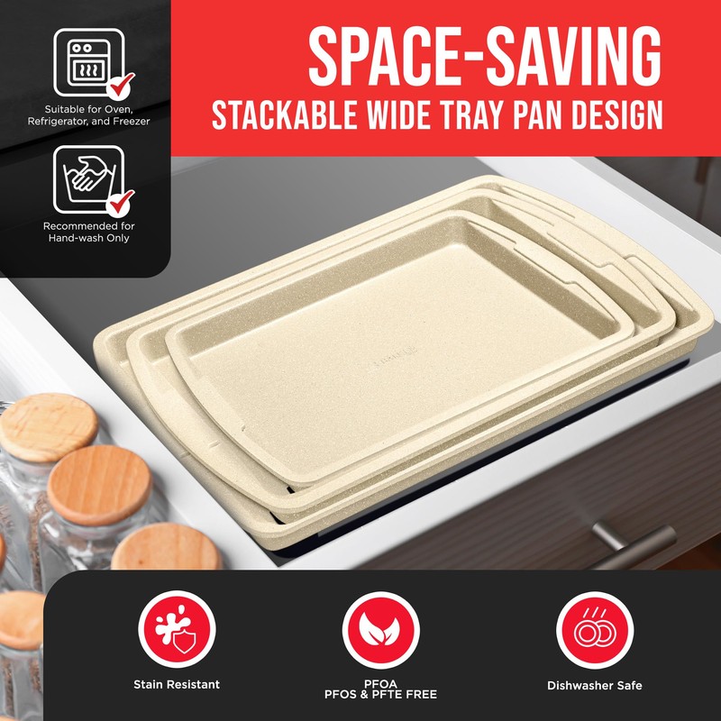 Bakken Swiss Cookie Sheet 3 Piece Set - Non-Stick, Stackable