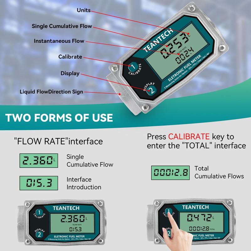 Flow Meter -1 Inch NPT Aluminum Alloy Digital Fuel Meter