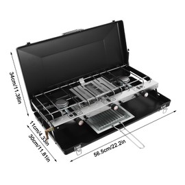 3 Burner Modern Portable Cooking Propane Butane Gas Camping Stove with Removable Grid and Tray, Portable Tabletop Cooking Stove with Handle & Windshield For Car Camping Bbq Picnics Outdoor Cooking