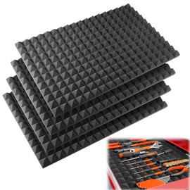 4PCS 23.8" X 15.8" Tool Box Liner, Trap Mat Universal Tool Drawer Liner, Non-Slip Toolbox Drawer Liners, Professional Foam Drawer Liner for Cabinet, Shelf, Workbench, Protect Tools