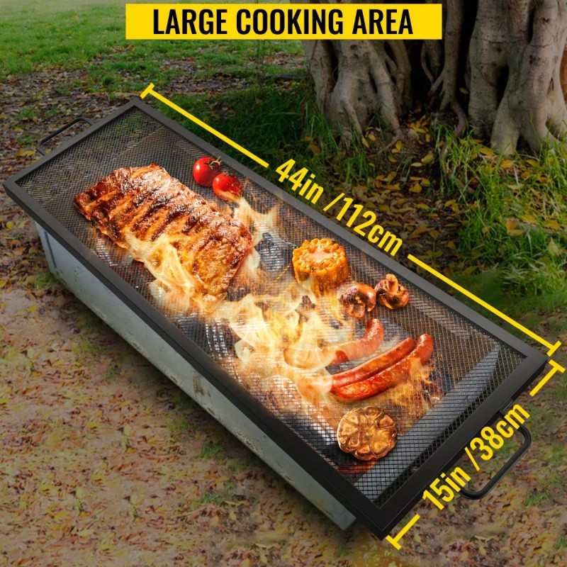 Vevor Rejilla Para Hoguera Rectangular Parrilla 44x15 PuLG Color Negro