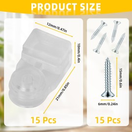 15PCS Glass Retainer Clips with Screws, Cabinet Glass Retainer Clips Storm Window Clips, Window Screen Retainer Clips for Windows Door Cabinet