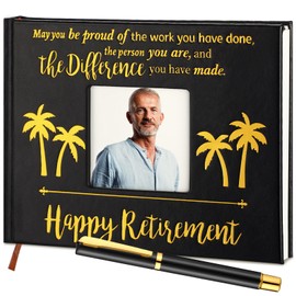 Ctosree Retirement Guest Book with Signature Pen Retirement Party Gift Supplies for Women Men Office Colleague Advice and Wishes Decorations(Palm)