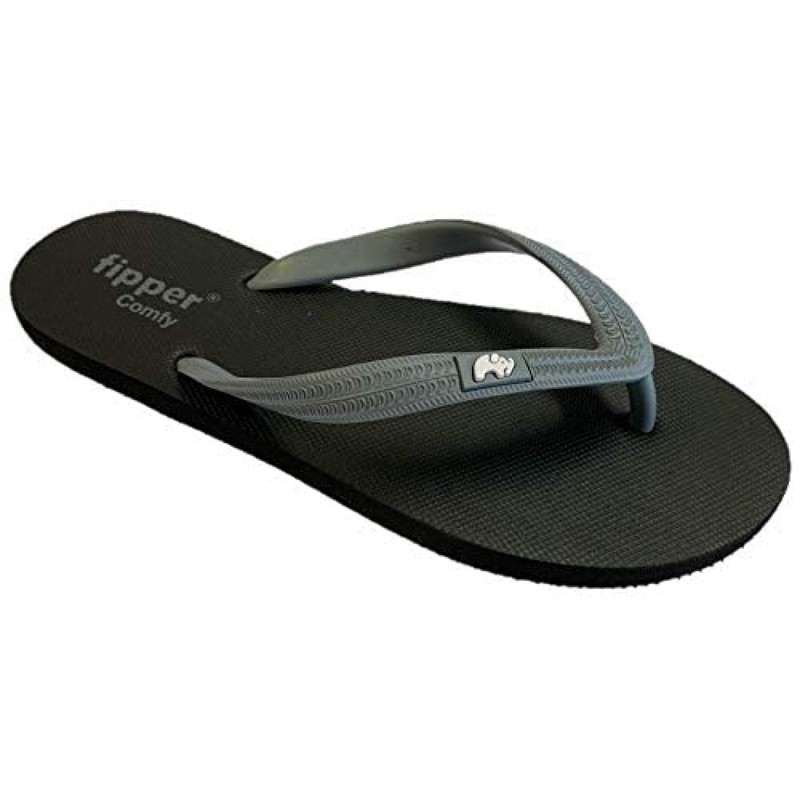 fipper slipper COMFY Rubber Thongs Mens Sizes Black-Orange 9UK 10US