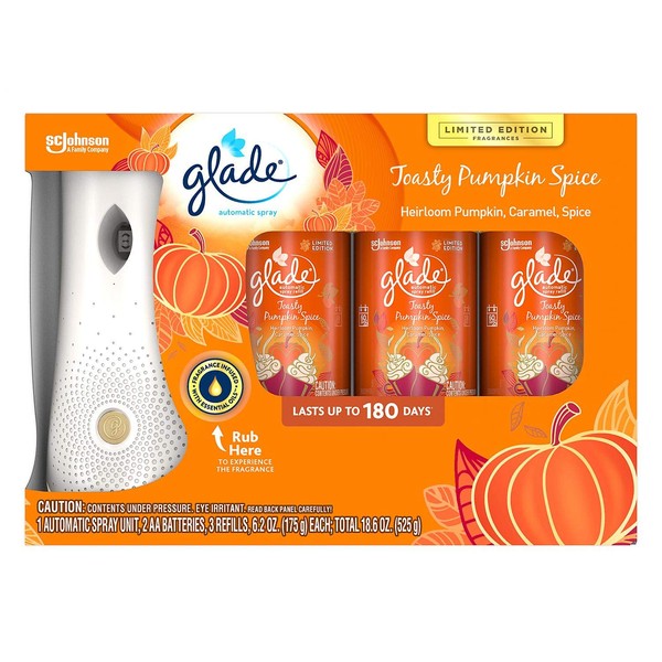 Glade Automatic Toasty Pumpkin Spice Pack 3 Refills, Limited Edition