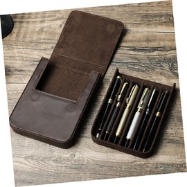 Operitacx Box Pen Storage Box Pen Wraps Pencil Case Aesthetic Pen Case Aesthetic Pencil Case Planner Pen Holder Book Pen Holder Stationery Pencil Bag Magnet Manual Student Leather