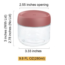 Custde 9.8oz Glass Jar with Airtight Lid,Small Glass Containers With Lids,Overnight Oats Jars,Wide mouth Mason Salad jars,Meal Prep jars, Chia Pudding jars with lids.Yogurt container (9.8oz-3 Pack)