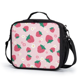 Strawberry Lunch Box for Girls Pink Insulated Thermal Kids Lunch Bag for School Elementary Kindergarten Cooler Bag Lunch Tote Bag Lunchbox for Picnic Camp