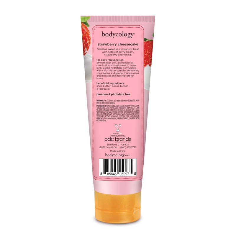 Bodycology Shea Butter Body Cream, Strawberry Cheesecake, 8 oz