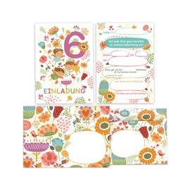 Junapack 12 Invitation Cards with 12 Envelopes for Children's 6th Birthday Party Invitation for Sixth Birthday Girl Fairy Fairies