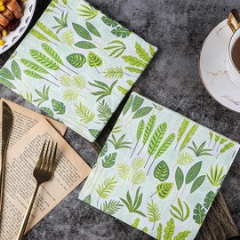 Bringsine 100-pack Sage Green Napkins,Eucalyptus Ugariye Leaves Wild Flowers Disposable Napkins For Wedding Birthday Farmhouse Tea Party Decorations,Guest Hand Towels Bathroom Supplies