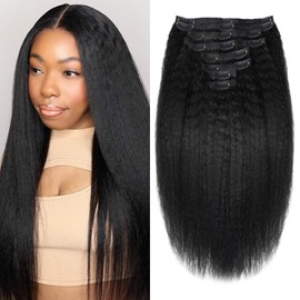 Seamless Clip In Hair Extensions Human Hair Invisible Pu Skin Weft Kinky Straight Seamless Clip Ins For Black Women Real Human Hair Extensions 8pcs With 18clips Per Set 120g (12inch,Natural Black)