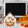 Pumpkin Decor - Fall Pumpkins House Shaped Wood Block Sign