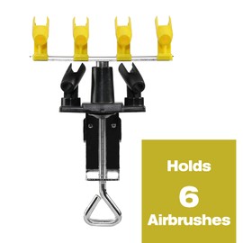 SAGUD Airbrush Holder Clamp-on Style Air Brush Station Stand Kit 360° Rotate Holds Up to 6 Airbrush Guns